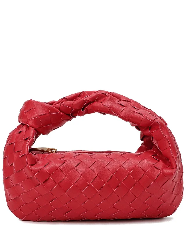 Handle bags with bold text for statements -Tiffany & Fred Woven Leather Knot-Handle Pouch