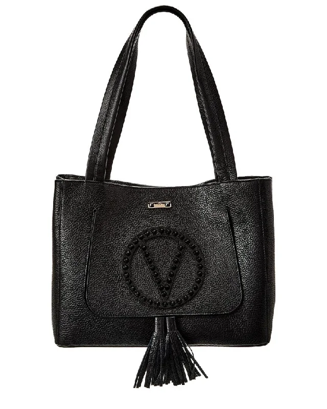 Handle bags with pastel colors for softness -Valentino by Mario Valentino Estelle Rock Leather Tote