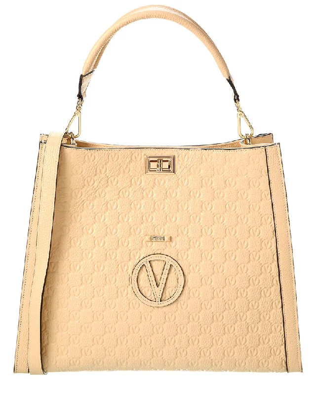 Handle bags with spacious interiors for storage -Valentino by Mario Valentino France Medallion Leather Tote