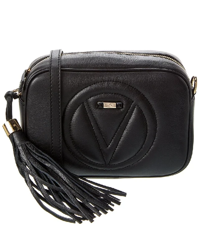 Handle bags with modern cutouts for style -Valentino by Mario Valentino Mia Signature Leather Crossbody