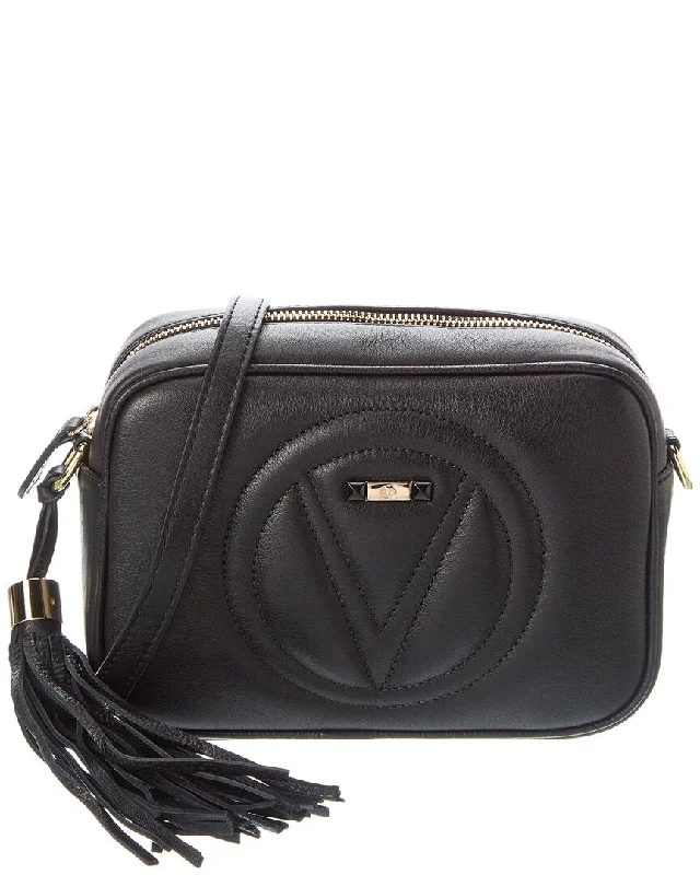 Designer handle bags with luxury logo detailing -Valentino by Mario Valentino Mia Signature Leather Crossbody