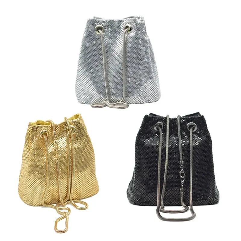 Waterproof handle bags ideal for rainy weather -Wholesale Cross Body Bag Aluminum Evening Clutch Bag Party Prom Wedding  Shoulder Purse Metallic Shiny Scale Tote Bag