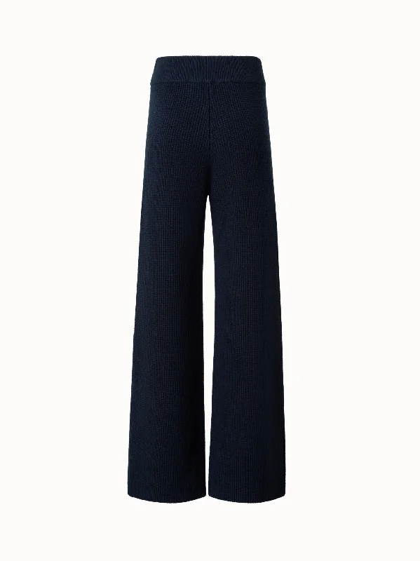 Handle bags with lightweight fabric for ease -Wide Leg Knit Pants in Wool Cashmere Blend