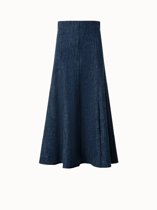 Handle bags with sturdy leather grip accents -Winter Denim Midi Skirt in A-Line